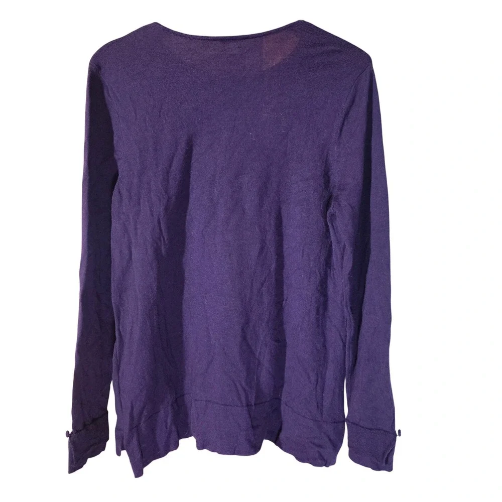 J. Jill Women Medium Sweater Purple 100% Merino Wool Long Sleeve Crewneck Career